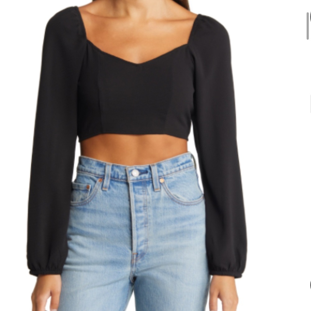 Vero Moda Elegant Black Crop Top NORDSTROM SMALL